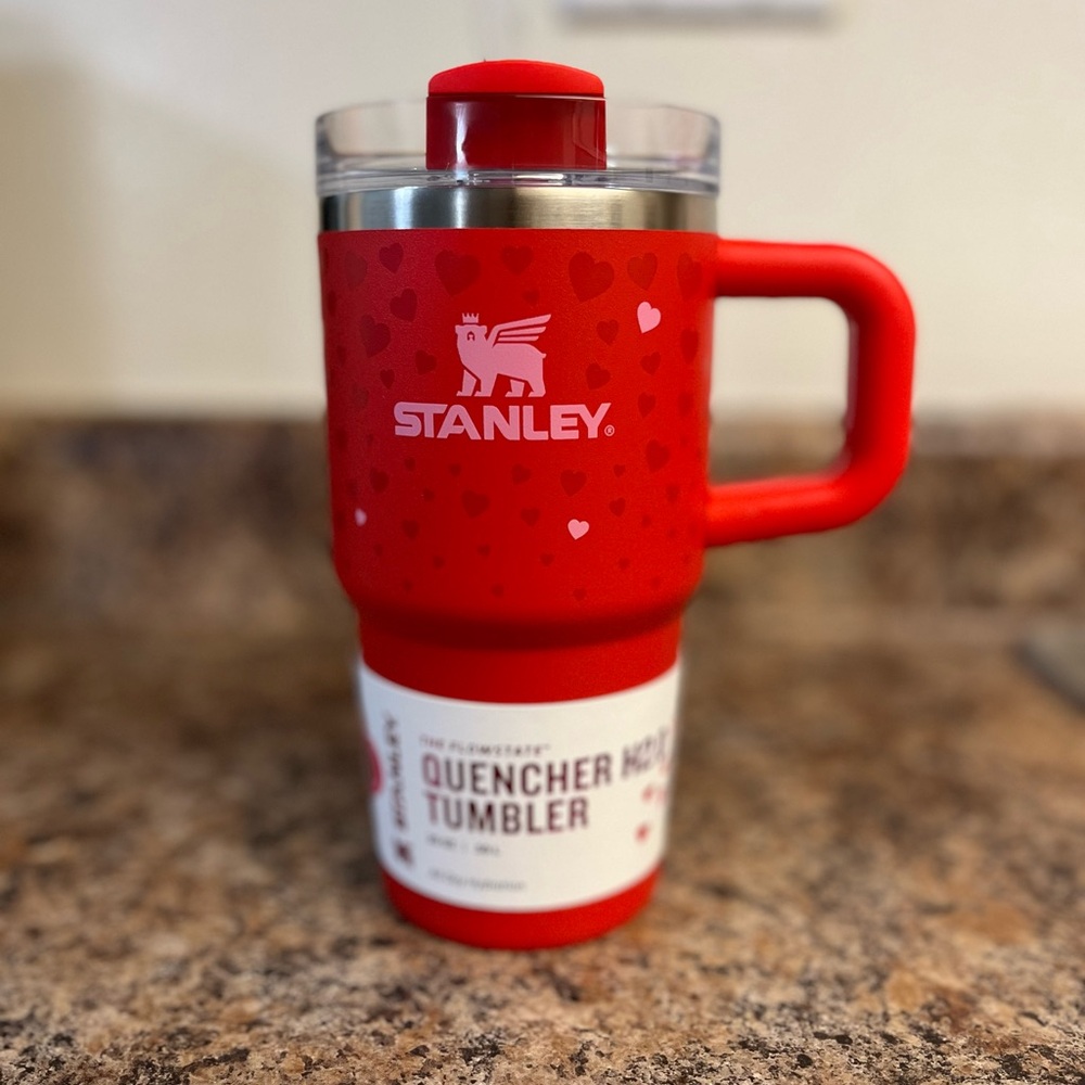 🆕 Stanley 20 oz Stainless Steel H2.0 Flowstate Quencher Tumbler - Ruby Hearts